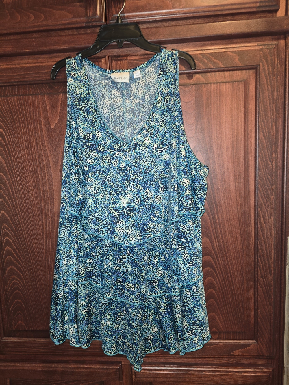 Avenue Teal and Navy Floral Print Sleeveless Top 22 24